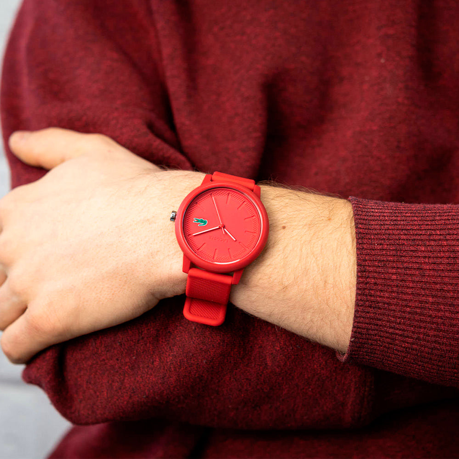 Reloj Analogo Lacoste Original 2011173 Color Rojo con Correa de Silicona para Hombre 5