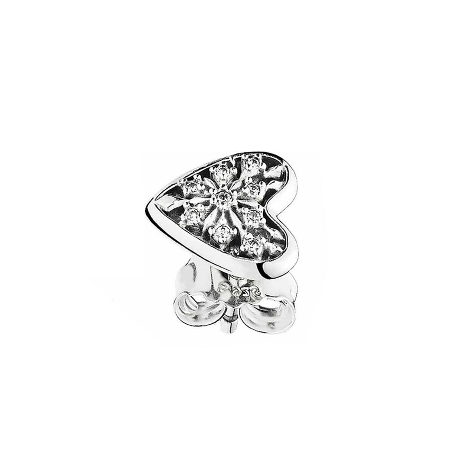 Aretes Pendientes Pandora Tipo Topo Corazon de Invierno 296368CZ Plata 925 5