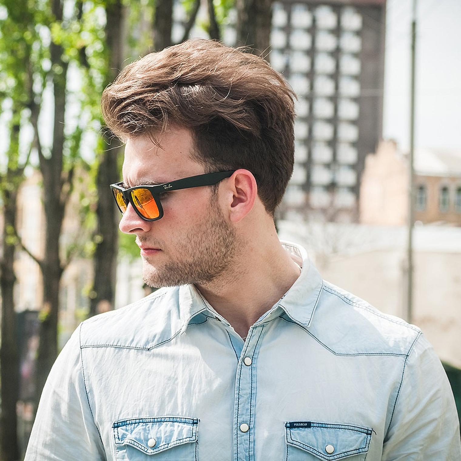 Lentes de Sol Ray Ban Espejado RB4165 622/6Q Color Naranja Talla 54mm 6