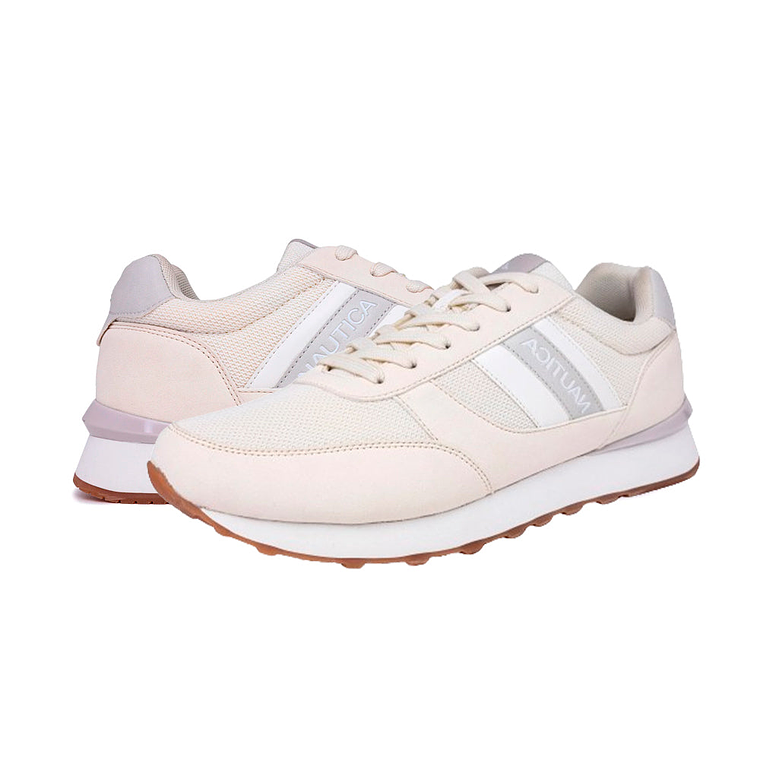Zapatillas Nautica CG5323 Logo Lace-Up Para Mujer Color Beige Talla 39 1