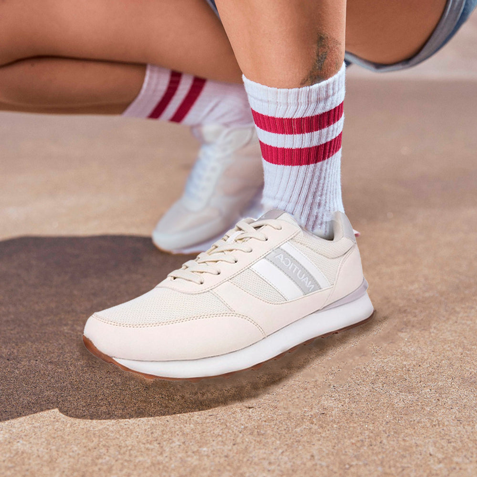 Zapatillas Nautica CG5323 Logo Lace-Up Para Mujer Color Beige Talla 39 6