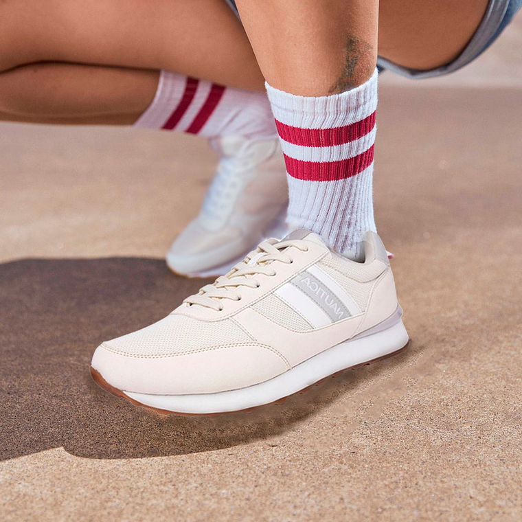 Zapatillas Nautica CG5323 Logo Lace-Up Para Mujer Color Beige Talla 39 6