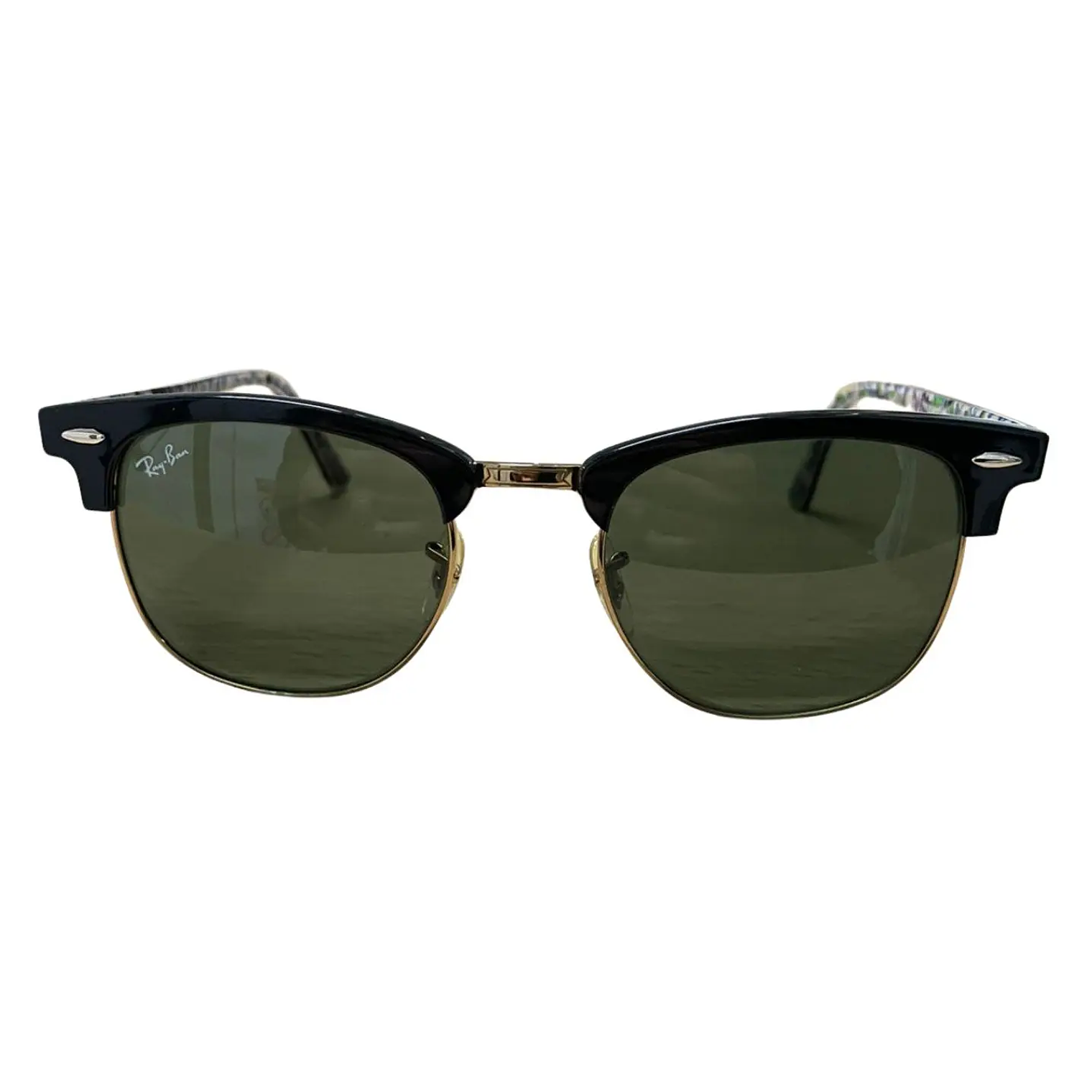 Lentes De Sol Ray Ban Clubmaster RB3016 1018 Negro con detalles floreados 51mm 1