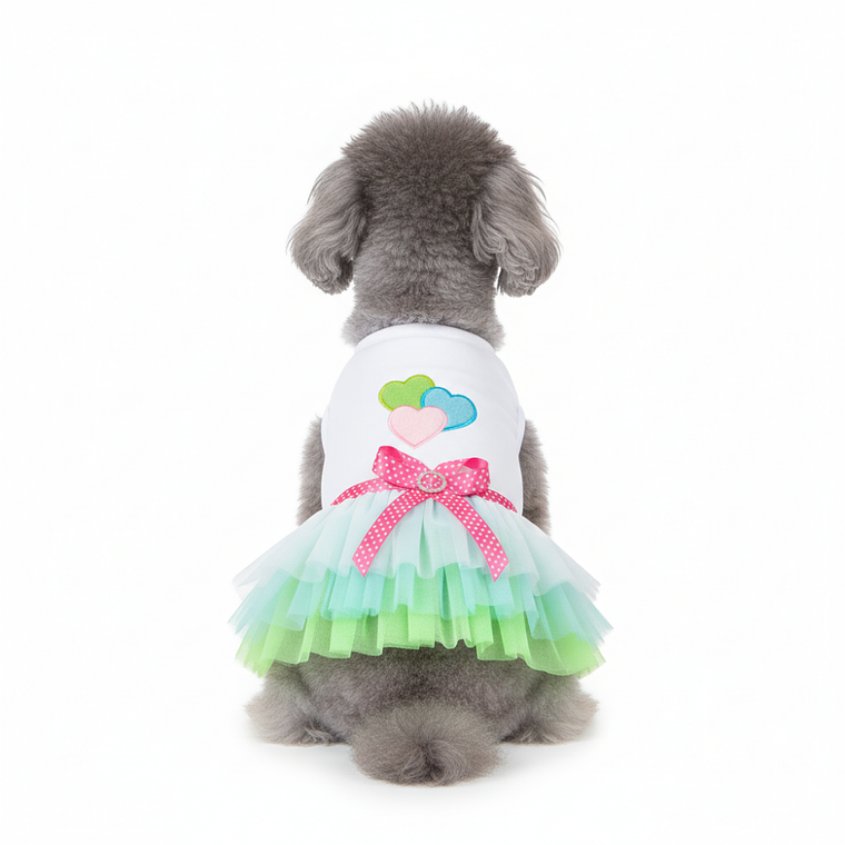 Disfraz para Perro Vestido Princesa Verde y Azul 2