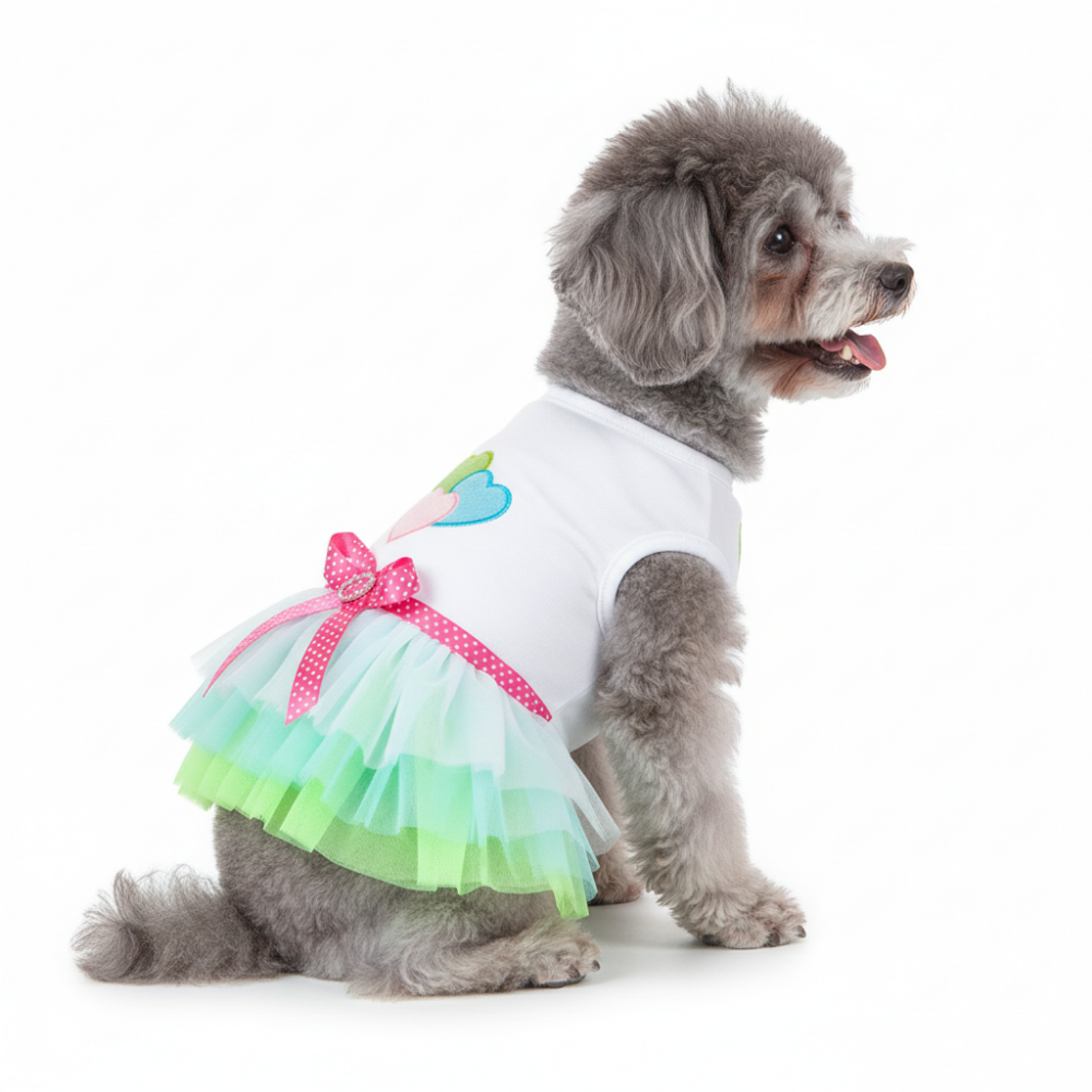 Disfraz para Perro Vestido Princesa Verde y Azul 3