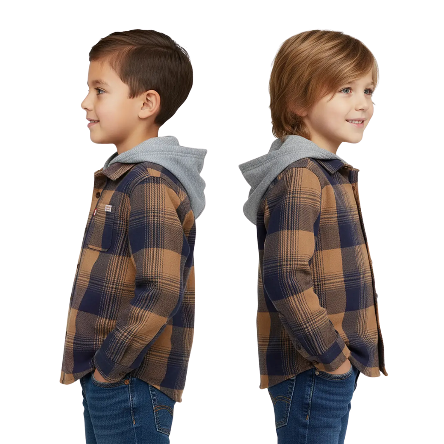 Camisa de Franela a Cuadros Levis con Capucha para Niños Talla 6 5