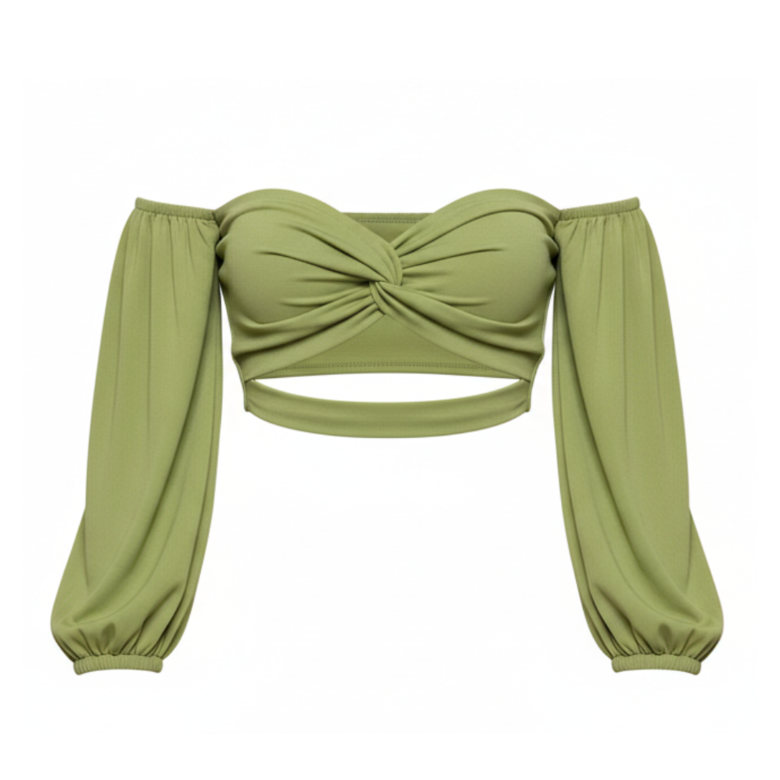 Top Corto de Hombros descubiertos Shein con Abertura Color Verde Talla S 2