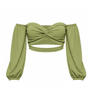 Top Corto de Hombros descubiertos Shein con Abertura Color Verde Talla S