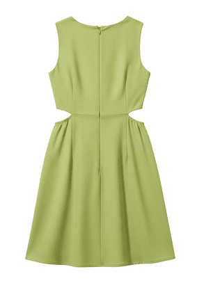 Vestido Shein Ezwear Color Verde con Abertura Plegada Lateral
