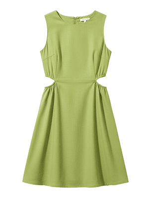 Vestido Shein Ezwear Color Verde con Abertura Plegada Lateral