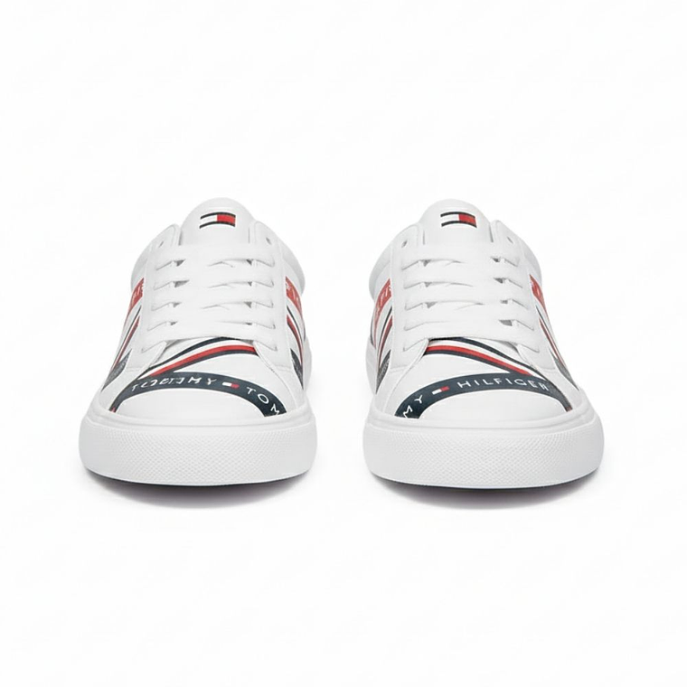 Zapatillas Tommy Hilfiger Lacen Original Color Blanco Y Rojo Unisex 3