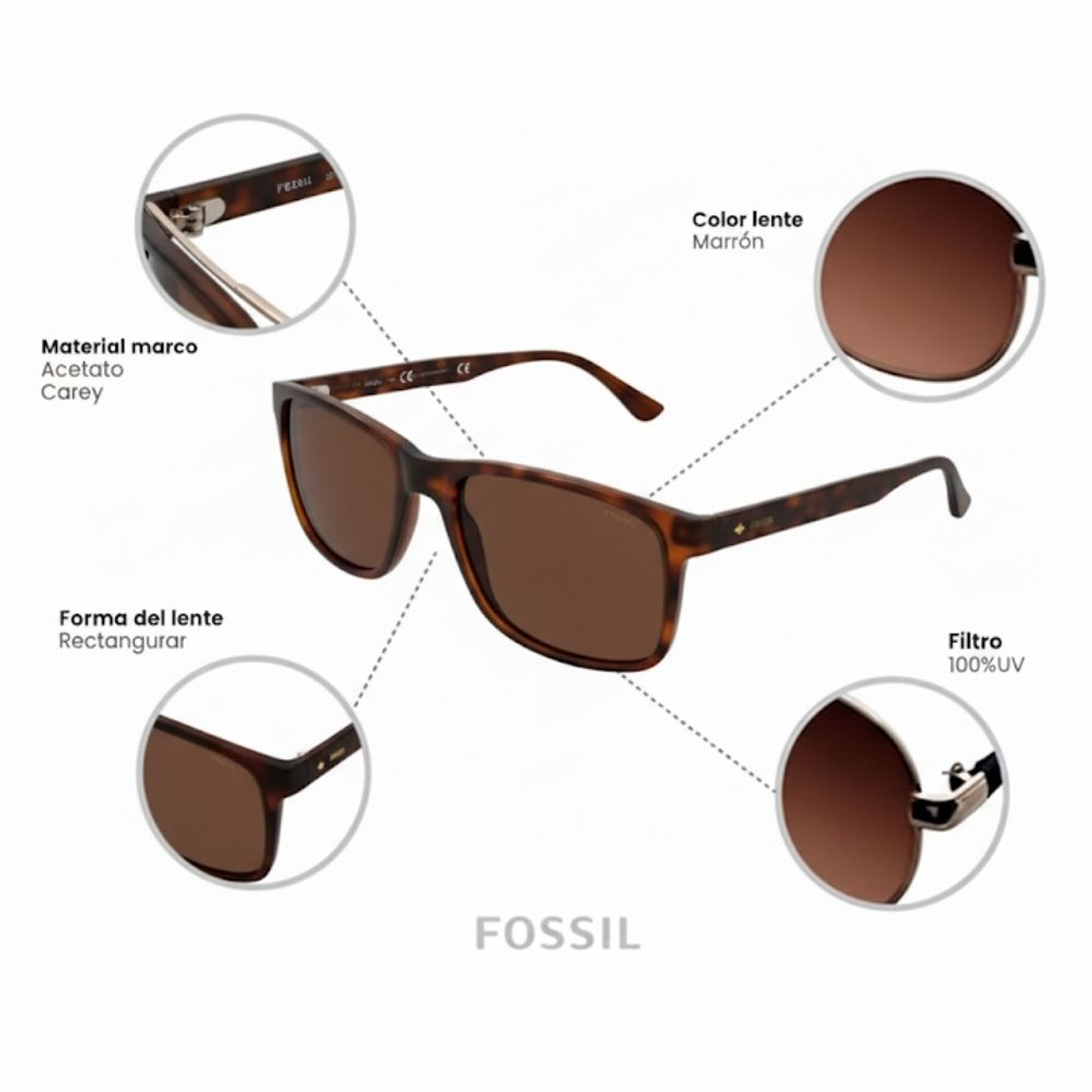 Lentes de Sol Fossil Outlook X80102 6