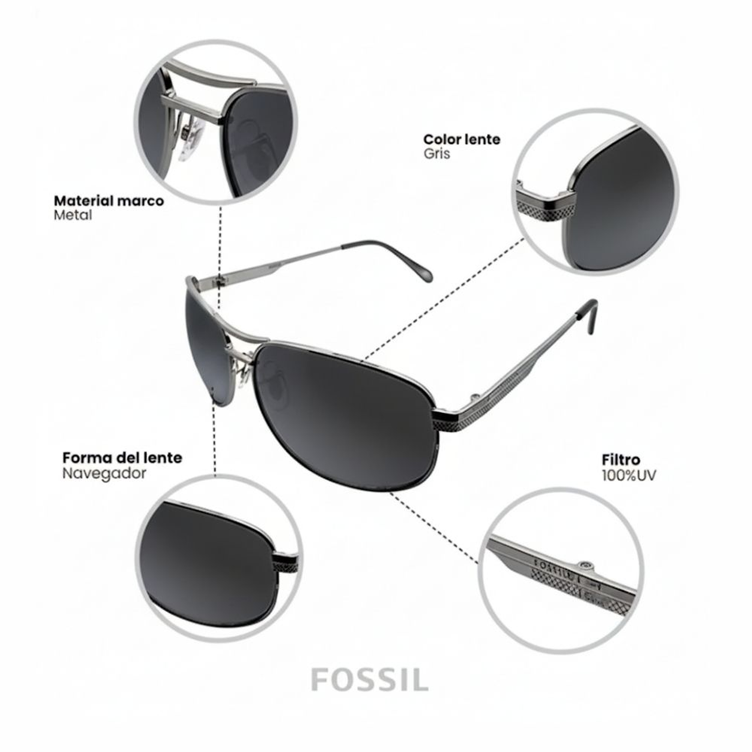 Lentes de Sol Fossil Outlook 66353564 6