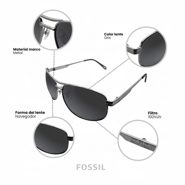 Lentes de Sol Fossil Outlook 66353564 6