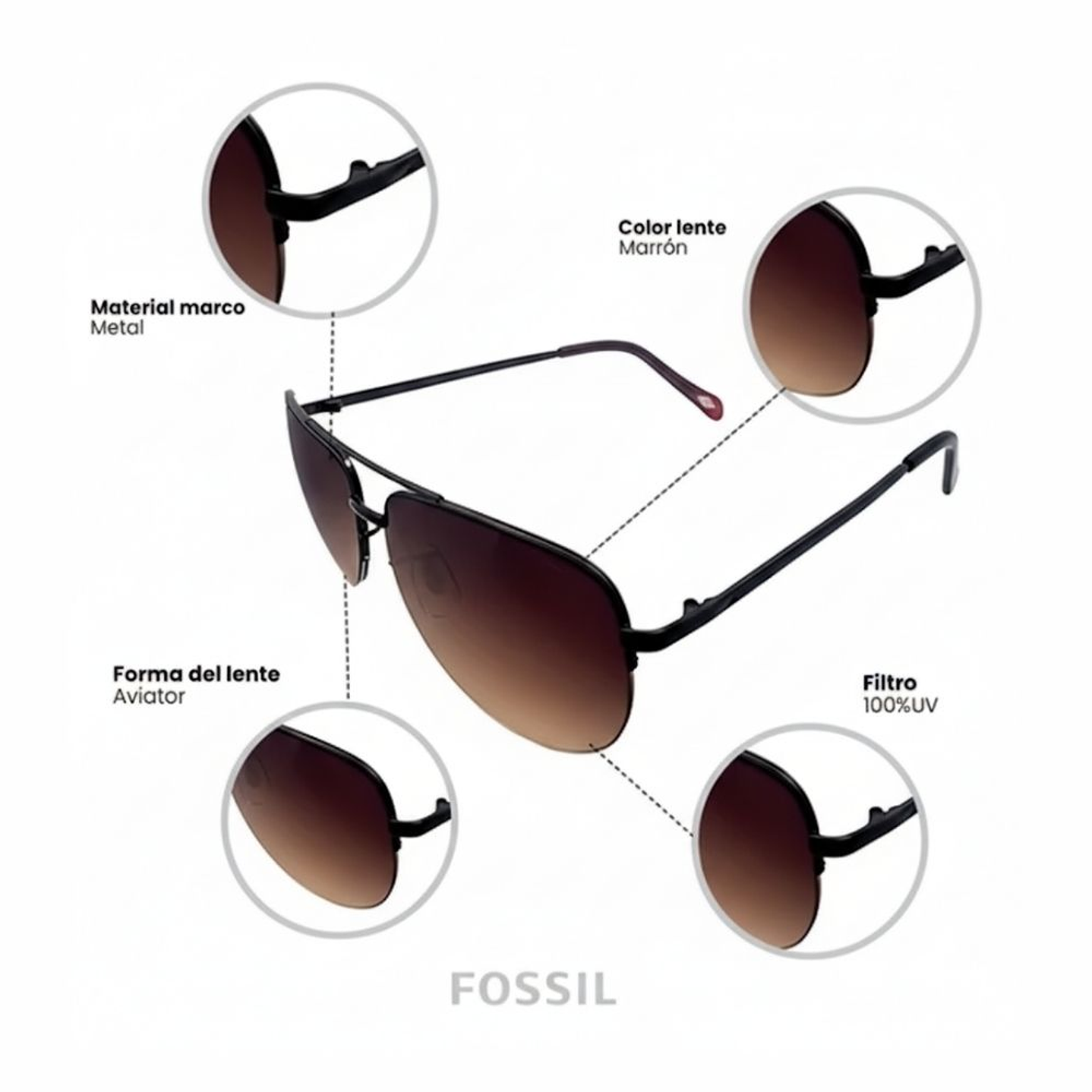 Lentes de Sol Fossil Outlook 66353539 6