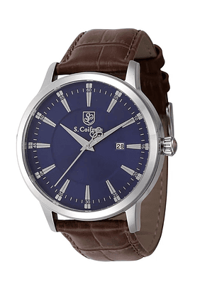 Reloj Analogo S. Coifman Original Heritage SC0553 para Hombre Cuero Gris y Azul