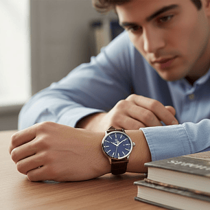 Reloj Analogo S. Coifman Original Heritage SC0553 para Hombre Cuero Gris y Azul