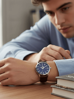 Reloj Analogo S. Coifman Original Heritage SC0553 para Hombre Cuero Gris y Azul