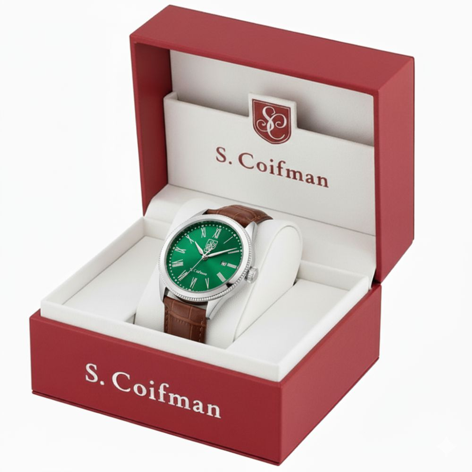 Reloj Analogo S. Coifman Original SC0559 Hombre Correa de Cuero Marrón-Verde 4
