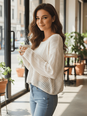 Sueter de punto TRAF Color Blanco Talla M