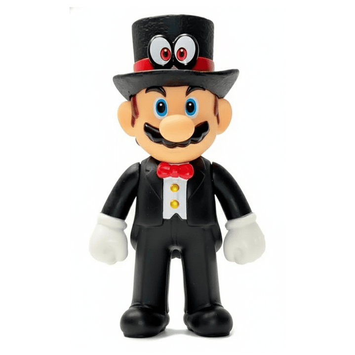 Muñeco Juguete Super Mario Bros - Mario con Cappy Traje Negro 12 cm 3