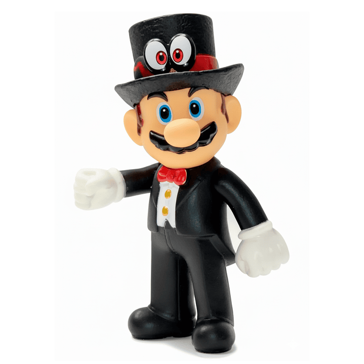 Muñeco Juguete Super Mario Bros - Mario con Cappy Traje Negro 12 cm 4