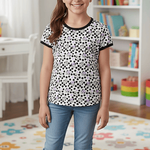 Polo Pionier Infantil Blanco Minnie Mouse con Patrón de Lunares