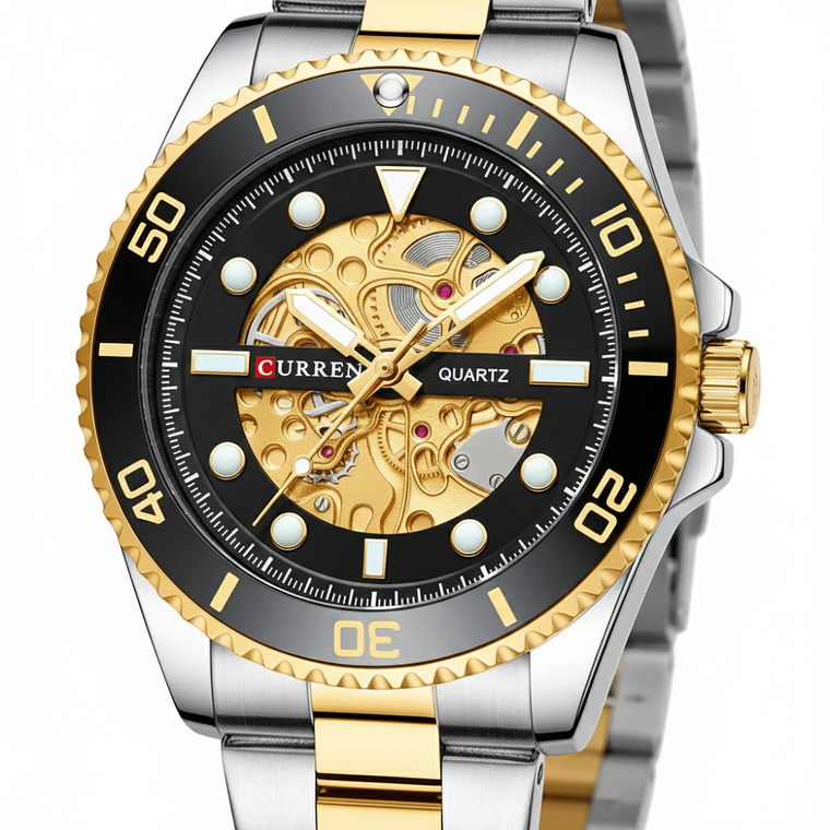 Reloj Análogo Curren KRED371901 8412 Hombre Plata y Dorado 3