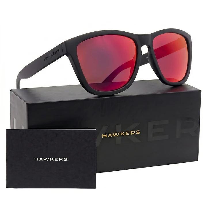 Lentes de Sol Hawkers One OTR48 Negro Mate Rojo Espejado Talla 54mm 1