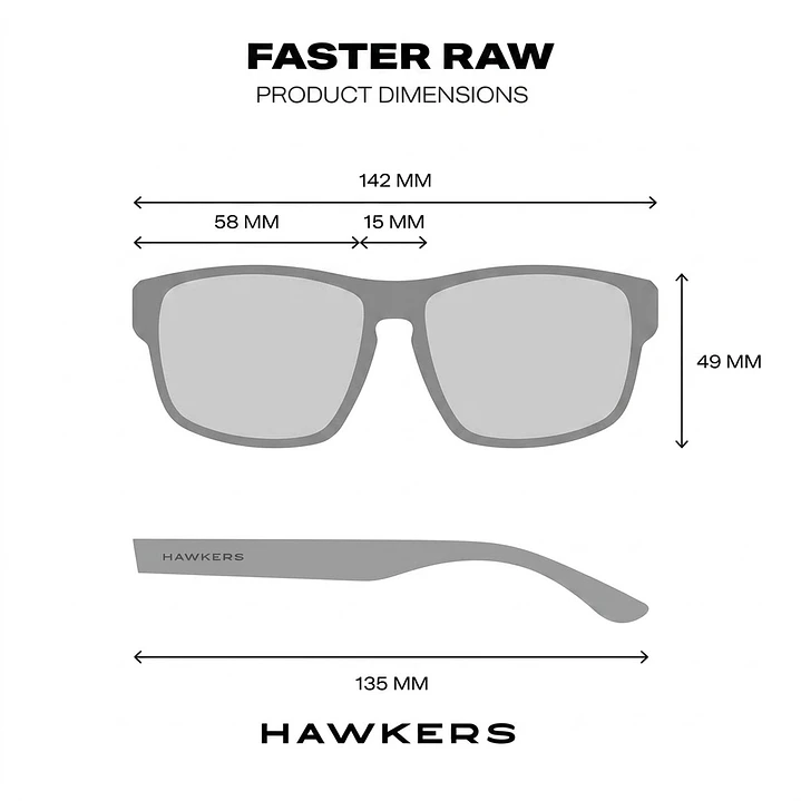 Lentes de Sol Hawkers Faster Raw Black Verde Espejado HFRA22BFT0 - Talla 58mm 3