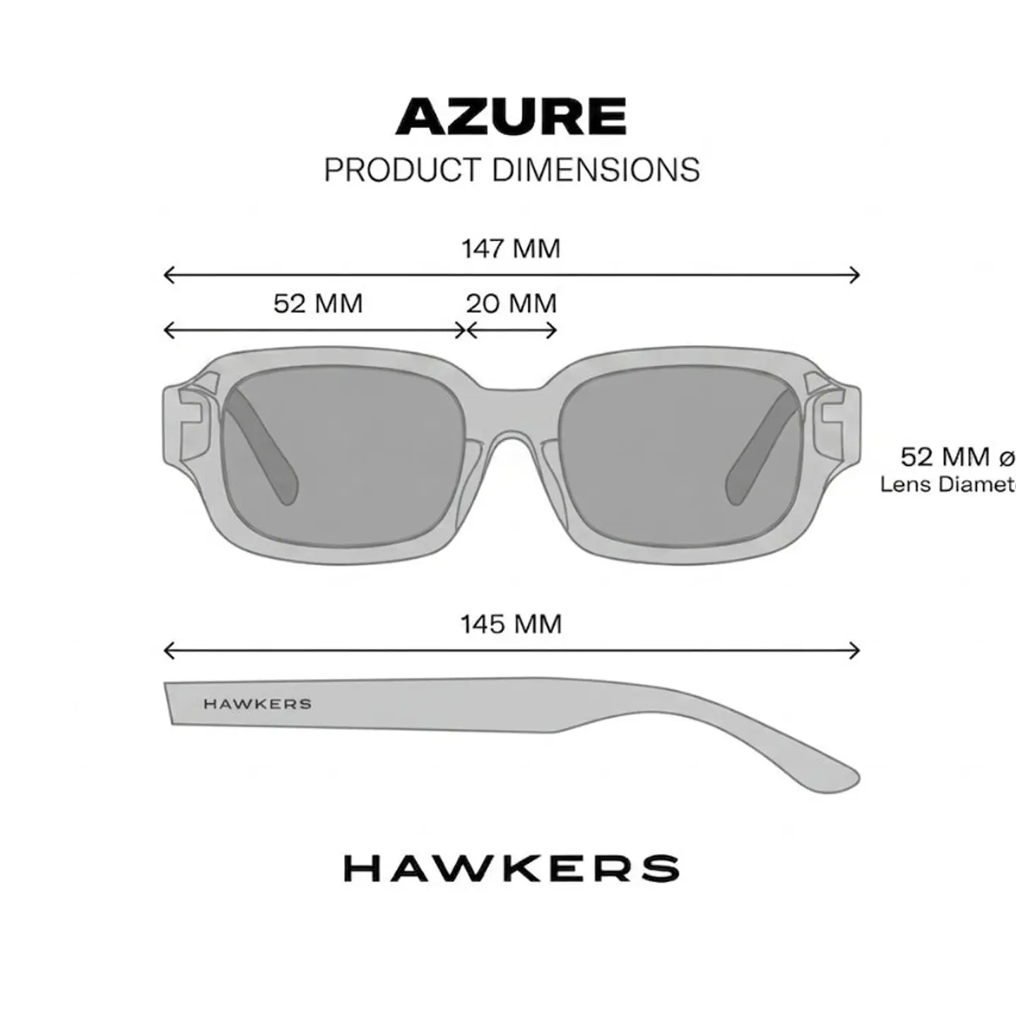 Lentes de Sol Azure Black Smoke HAZU26BGT0 - Talla 52mm 3