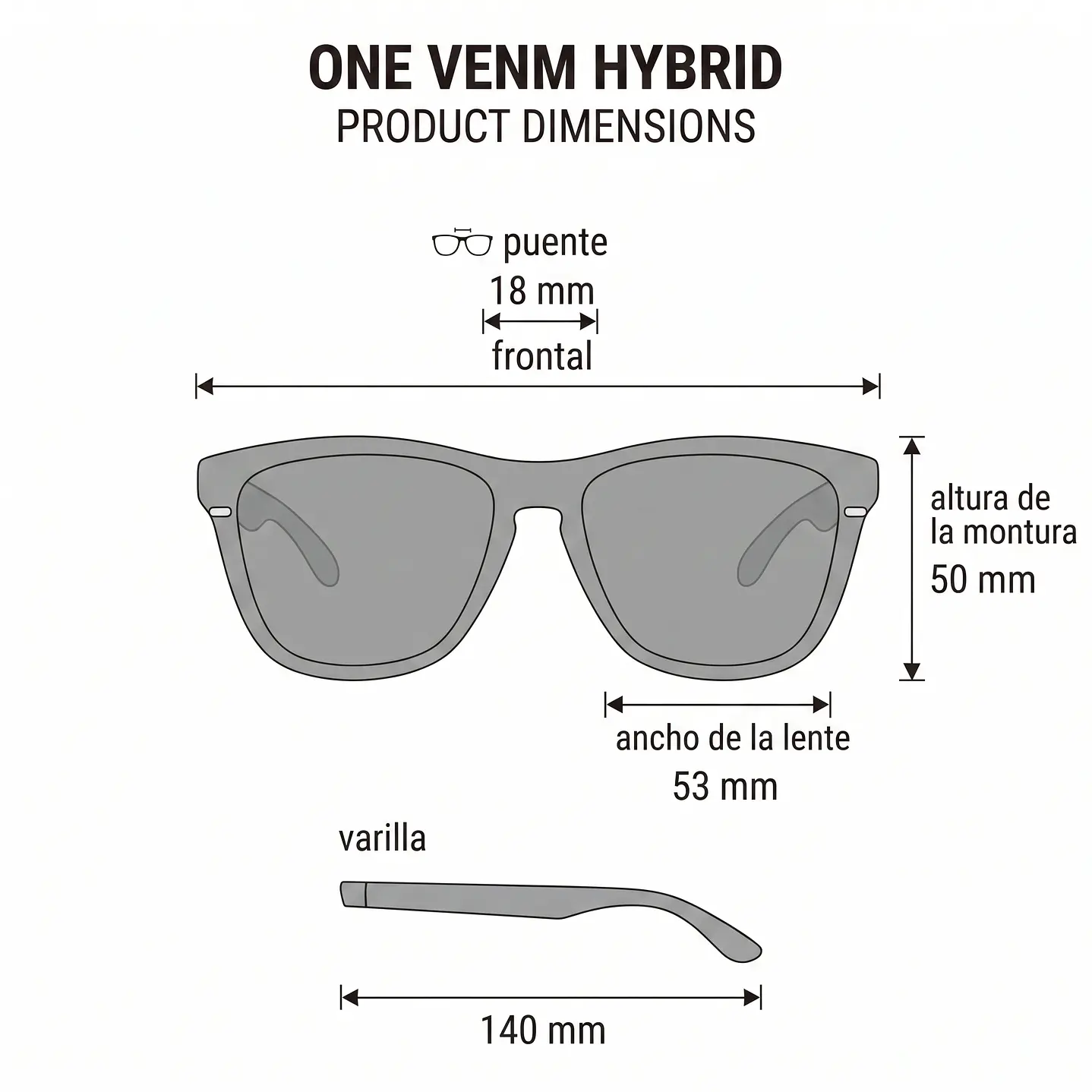 Lentes De Sol Hawkers Dark One Venm Hybrid VOTR01 - Talla 53mm 4