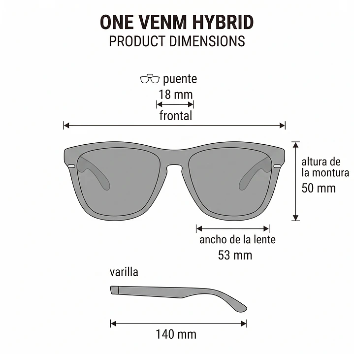 Lentes De Sol Hawkers Dark One Venm Hybrid VOTR01 - Talla 53mm 4