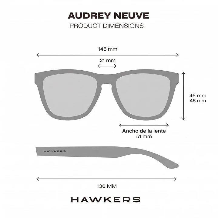 Lentes De Sol Polarizado Hawkers Audrey Neuve Black Grey HANE22BGTP - Talla 51mm 3