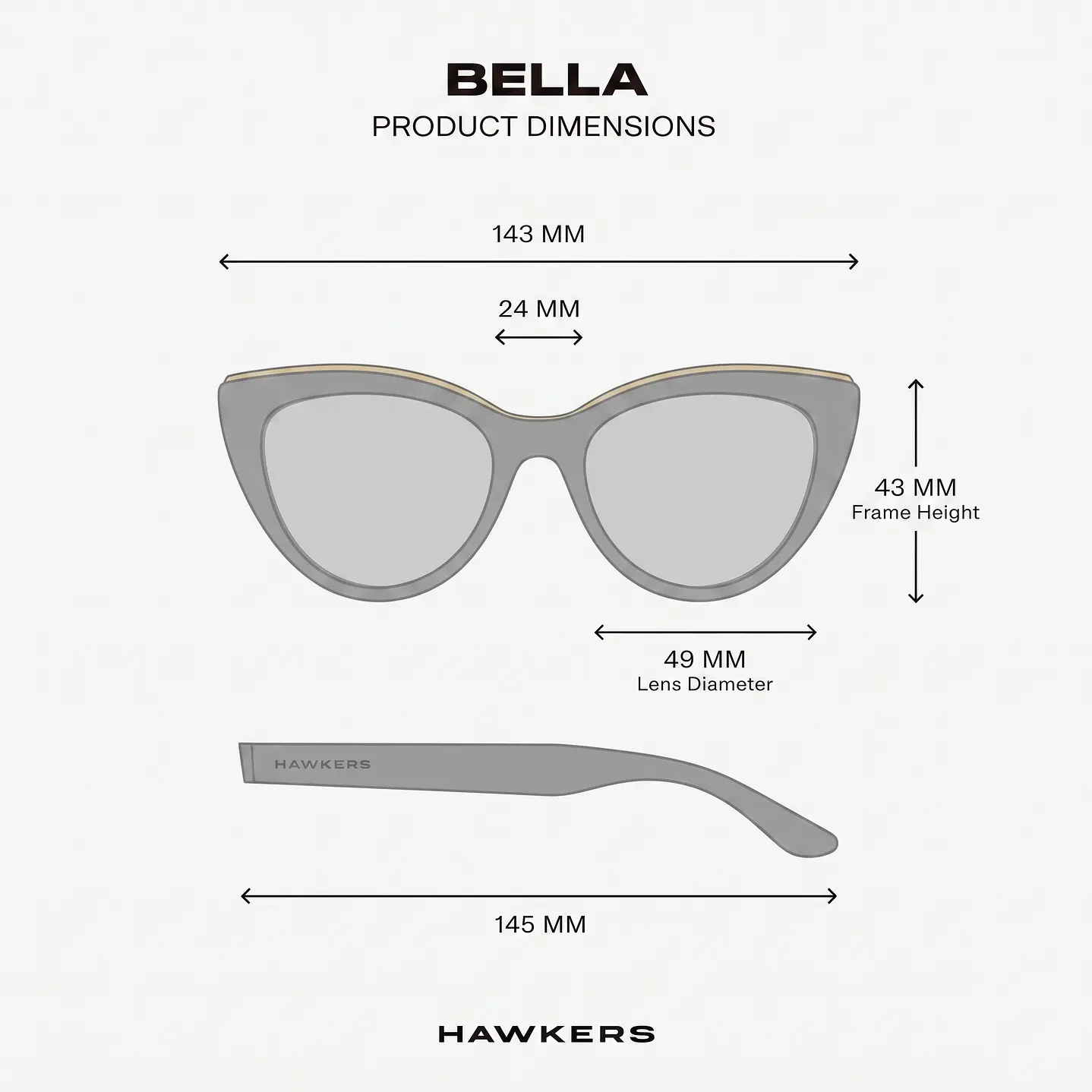 Lentes De Sol Polarizado Hawkers Bella Black Grey HBEL22BGTP - Talla 49mm 4