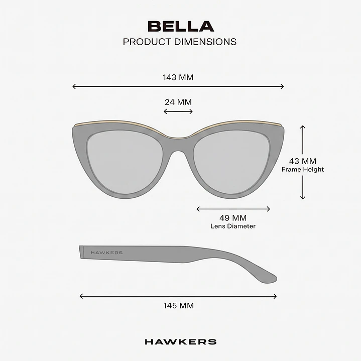 Lentes De Sol Polarizado Hawkers Bella Black Grey HBEL22BGTP - Talla 49mm 4