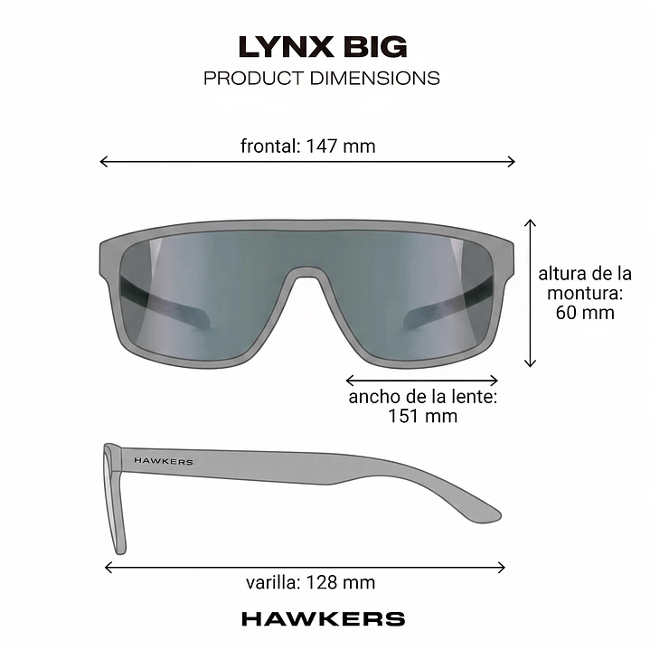 Lentes de Sol Deportivo Polarizado Hawkers Lynx Big Black Smoke Flash HLYB25BST0 - Talla 151mm 4