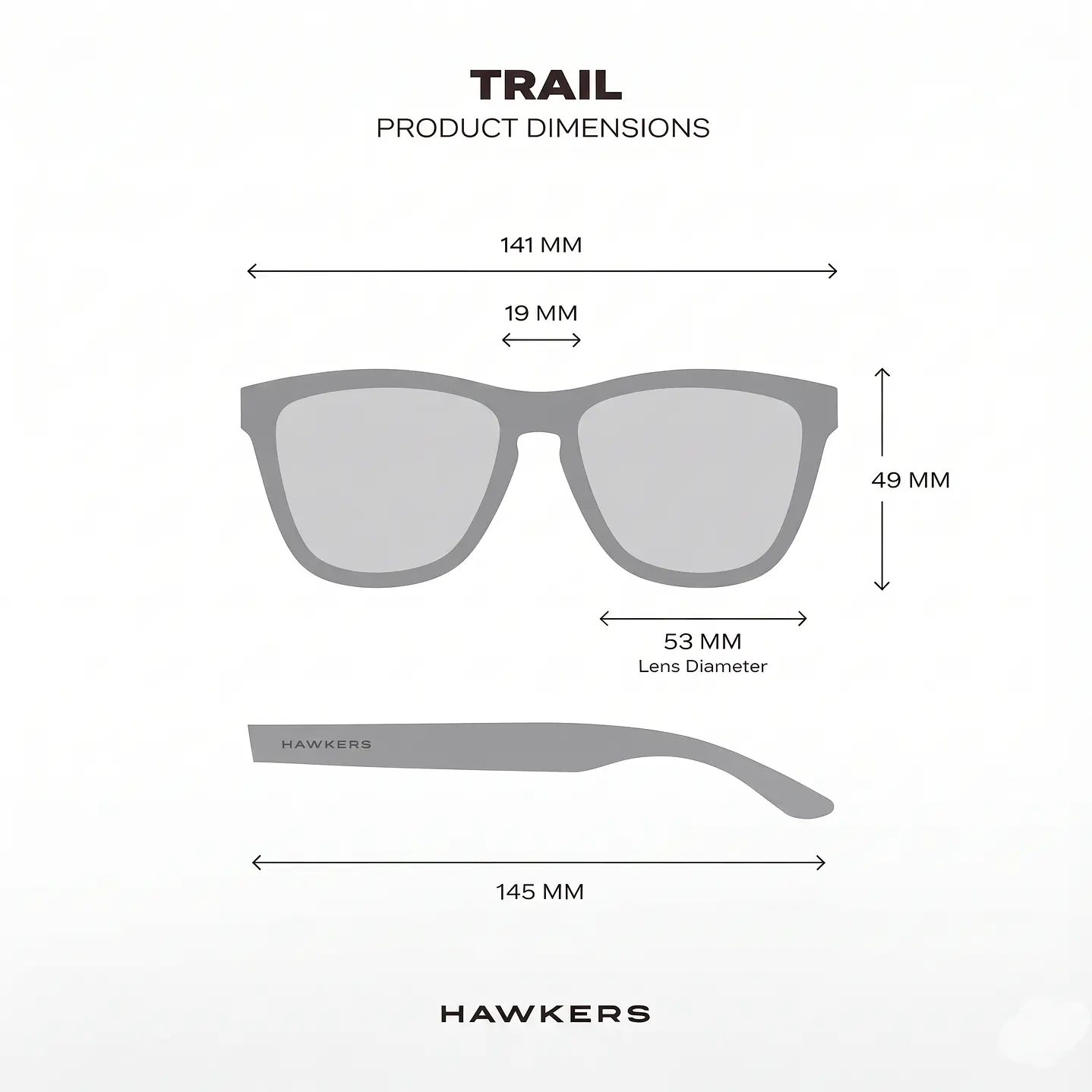 Lentes De Sol Polarizado Hawkers Trail  Black Dark HTRA24BBTP - Talla 53mm  4