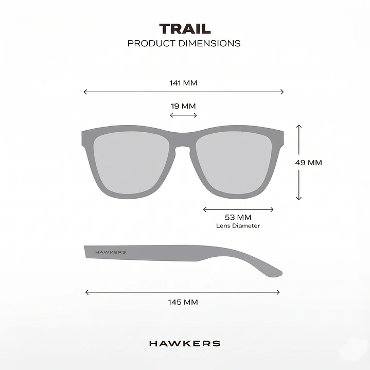 Lentes De Sol Polarizado Hawkers Trail  Black Dark HTRA24BBTP - Talla 53mm  4