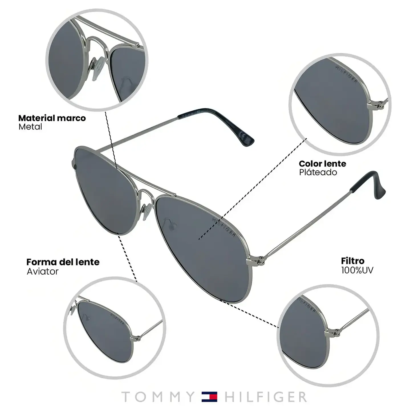 Lentes de Sol Tommy Hilfiger Outlook X67109 - Talla 58mm 6