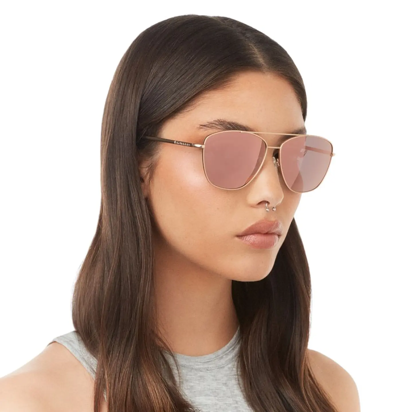 Lentes de Sol Polarizado Hawkers LAX HLAX21DKMP Oro Rosa Espejado Unisex Talla 57mm 9