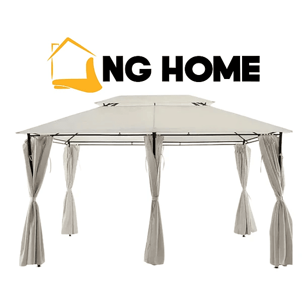 Pérgola Romana con Cortinas – Unidad de Exhibición | Última Unidad Precio Especial