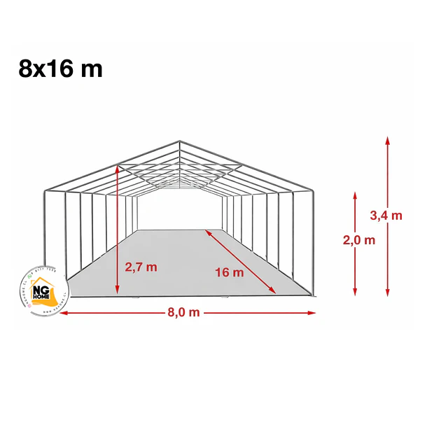 PREVENTA EXCLUSIVA - Carpa ELITE 16x8 Impermeable para Eventos - PVC Alta Resistencia | NG Home 3