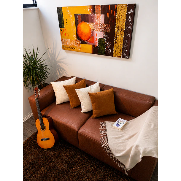 Sofá Living Ámbar tela Cuero By NG Home 5