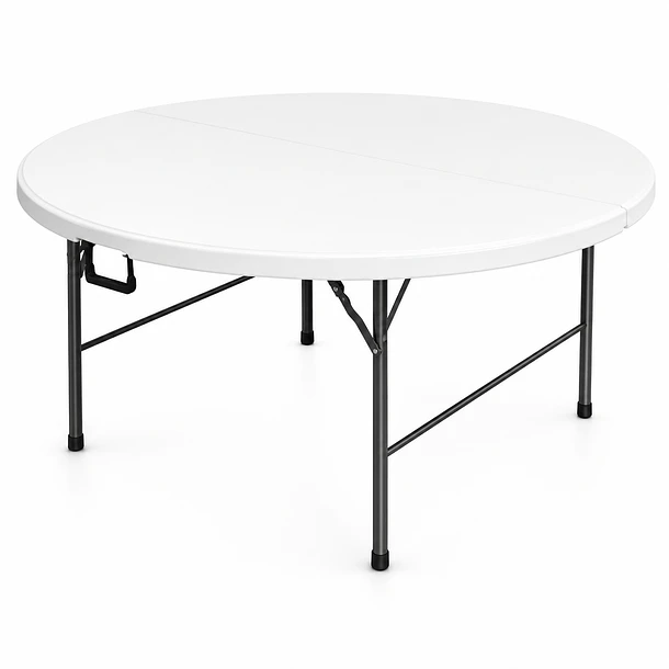 Mesa Plegable Redonda 160x74 Blanca 1
