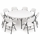 Mesa Plegable Redonda 160x74 Blanca 2