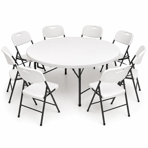 Mesa Plegable Redonda 160x74 Blanca 2