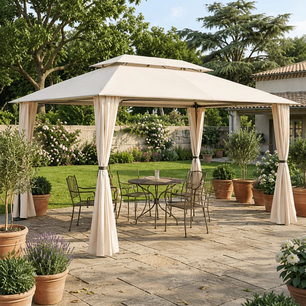 Pérgola Romana 3x4 Metros con Cortinas Impermeable | NG Home 3