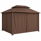 PREVENTA - Pérgola Romana 3x4 Metros con Cortinas Impermeable | Café| NG Home 1