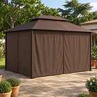 PREVENTA - Pérgola Romana 3x4 Metros con Cortinas Impermeable | Café| NG Home 3